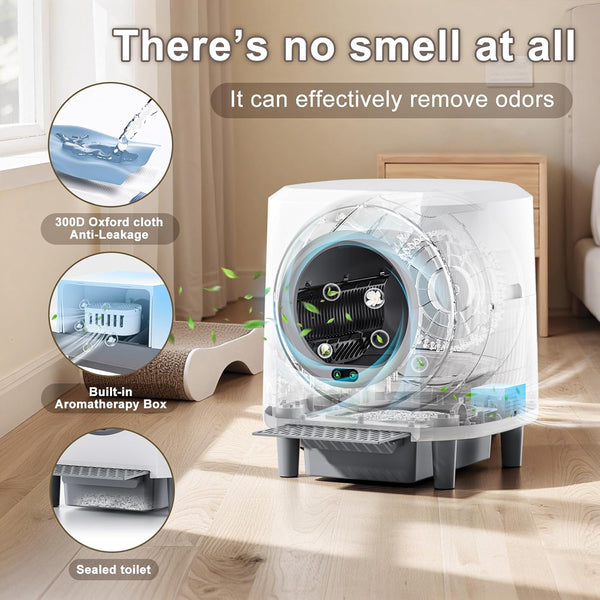 Automatic Litter Box, Self Cleaning Litter Box, Odor Control, 90L Capacity | Large with APP Control and Safety Sensor, Ellenpent, for Multiple Cats, Large Cat, with 3 Rolls of Garbage Bags3