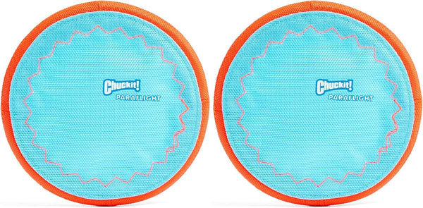 Chuckit! Paraflight Flying Disc Dog Toy - Water Floating Flyer - Durable Nylon Construction with Soft Rubber Edges - for Medium and Large Dogs - Size Large - 9.75" L X 9.75" W - Pack of 1 | Durable Nylon Build with Soft Rubber Edges, Made for Medium and Larger Sized Breeds, Lightweight and Easy to Throw, Pack of 19