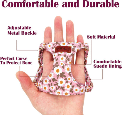 No Pull Dog Harness & Leash Set, Adjustable Xx-Small, Pink Daisy, Fashionable, Cute, Stylish, Escape Proof, Includes Leash2
