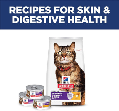 Hill'S Science Diet Sensitive Stomach & Skin Dry Cat Food | #1 Veterinarian Recommended, Adult Formula, Chicken & Rice, 7 Lb. Bag (Updated Formula)11