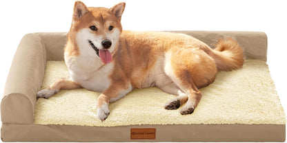 Patas Lague Orthopedic Large Dog Bed Pet Sofa Beds 36''X24'' Black | L Bolster Egg-Crate Foam Dog Couch for Large Sized Dogs, Waterproof Removable Washable Cover, Pet Mat with Nonskid Bottom13