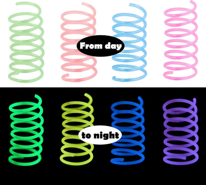 Fashion'S Talk 12PCS Glow-In-The-Dark Springs Cat Toys for Indoor Cats,Jelly Color Interactive Play Kitten Toys for Chase and Exercise2