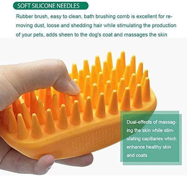 Pet Silicone Shampoo Brush for Long & Short Hair Medium Large Pets Dogs Cats,Shower Wash Curry Brush,Dog Hair Products Accessories Dog Back Massage for Long & Short Hair Small Large Pets Dogs(Green)4