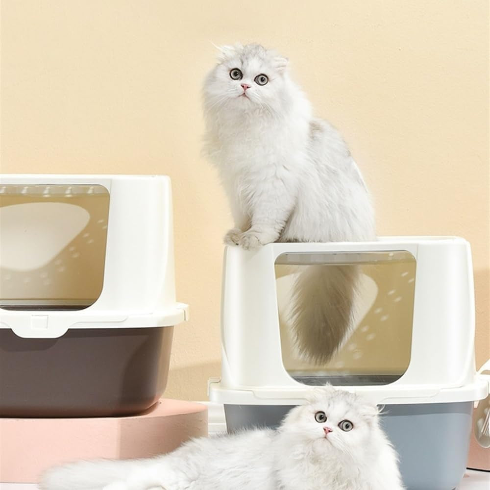 pet-supplies-cat-litter-box-with-scoop-enclosed-design-for-large-cats-easy-cleanpink