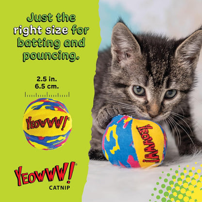 Yeowww! Catnip My Cats Balls Toys for Cats - 3-Pack - Durable Cotton Twill - Made in the USA - Stuffed with Organically Grown Catnip8