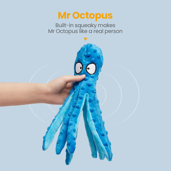HGB Squeaky Dog Toys - 2 Pack No Stuffing Octopus Crinkle Plush Chew Toys for Puppies Small Medium Large Dogs, Interactive Tug Toys to Keep Dogs Busy2