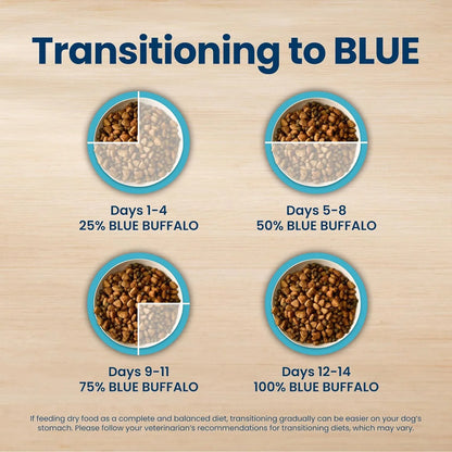 Transitioning to BLUE Buffalo dog food guide with gradual mixing steps for digestive ease9