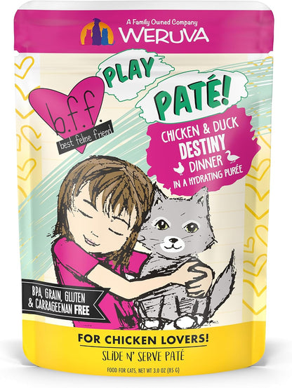 Weruva B.F.F. Play - Best Feline Friend Paté Lovers, Aw Yeah!, Paté Partay! Variety Pack, 3Oz Pouch (Pack of 12)23