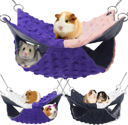 Yedsintu 3 Pcs Guinea Pig Hammock, Rat Ferret Hanging Hammock Guinea Pig Accessories for Small Animals Chinchilla Parrot Sugar Glider Ferret Hamster Squirrel (11"×11")8
