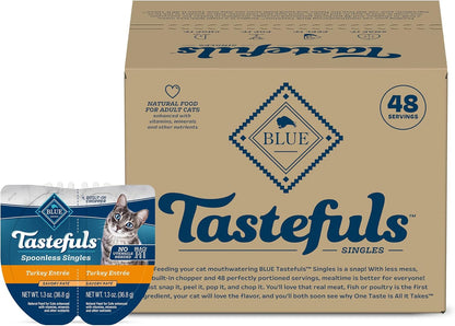 Blue Buffalo Tastefuls Paté Spoonless Single Wet Cat Food Variety Pack (Chicken & Turkey), Made with Natural Ingredients Enhanced with Minerals & Other Nutrients, 2.6-Oz. Twin-Pack Trays (12 Count)12