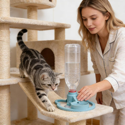 Cat Water Fountain Stand, Cat Water Bottle Dispenser, Automatic Anti-Tipping Pet Supplies, Kitten Wat-Er Bottle Basin Stand, Pet Wate-R Dispenser Station Stands for Puppy Kitten Breed Balcony2