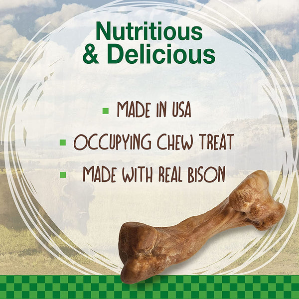 Nylabone Healthy Edibles WILD Natural Dog Bones Long Lasting, Bison Flavor Bone Dog Treats, Medium (2 Count) | Natural Dog Chew Bones, Made in USA, Highly Digestible Dog Chews, Long Lasting Chews for Medium Dogs up to 35 Lbs2