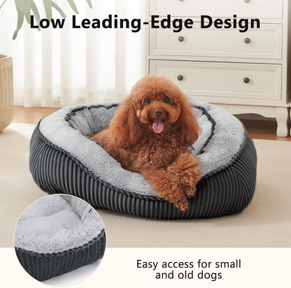 Washable Dog Bed for Small Medium Sized Dogs, Rectangle Small Puppy Cat Dog Beds, Orthopedic Pet Bed, Soft Breathable Calming Pet Sofa Bed Anti-Anxiety with Anti-Slip Buttom, S(20"X19"X6")3