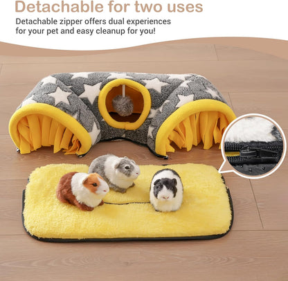 Avont Guinea Pig Tunnel, Small Animal Hideaway Tube Toy | Cozy Plush Tunnel for Guinea Pigs and Small Pets with Non-Slip Bottom and 2-In-1 Design in Medium Size Starry5