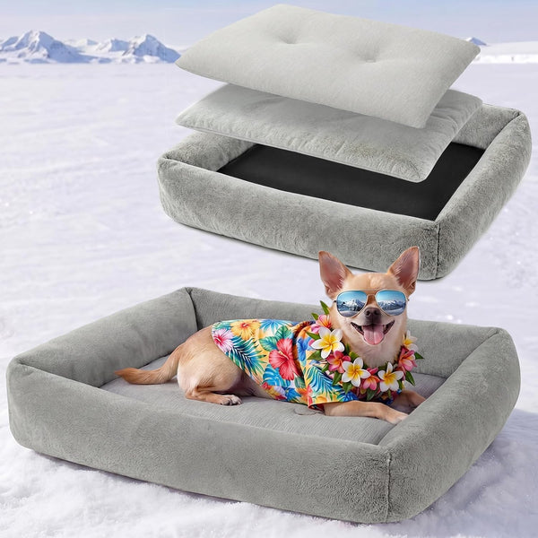 Donut Pet Bed for Indoor Cats and Small Dogs, Self-Heating Dog Bed with Non-Slip Bottom, Winter Comfort Dog Beds for Puppies, Washable & Portable Egg Tart Shape (S) Small Cat Bed Self Warming12