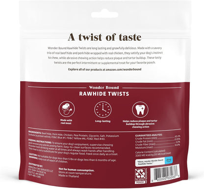 Amazon Brand - Wonder Bound Chicken Flavor Dog Rawhide Twist Sticks, 70 Count, 1.08 Pound (Pack of 1)2