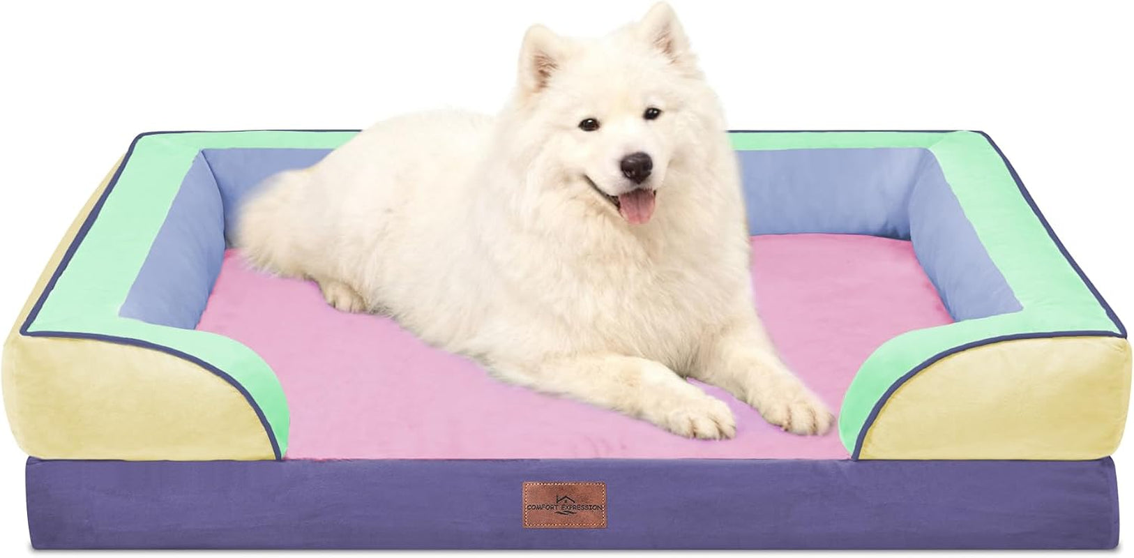 comfort-expression-orthopedic-dog-bed-for-extra-large-dogs-with-bolster-waterproof-dog-couch-bed-with-washable-cover-non-slip-bottom-supportive-egg-crate-foam-xl-pet-bed-42x30-inch