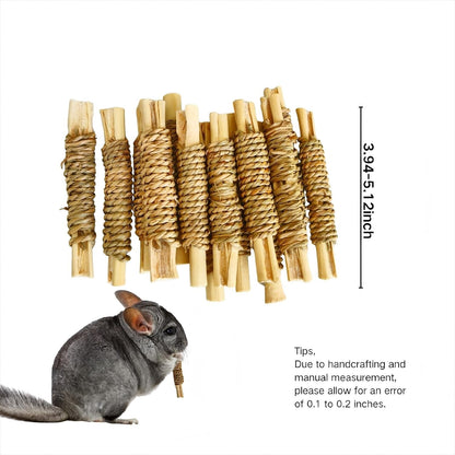 15Pcs Rabbits Chew Toy,Sweet Bamboo Chew Stick for Small Animals | Natural Seagrass Sweet Bamboo Chew Stick for Guinea Pigs Chinchillas Hamsters Rats, Bunny Cage Enrichment5