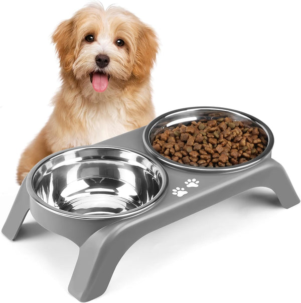COMESOON Elevated Dog Bowls for Small Medium Dogs, 3 Height Adjustable Raised Stand with 2 Thick 6" Stainless Steel Food Bowls, Non-Slip Feeder Adjusts to 2.75", 6", 7.5", Black14