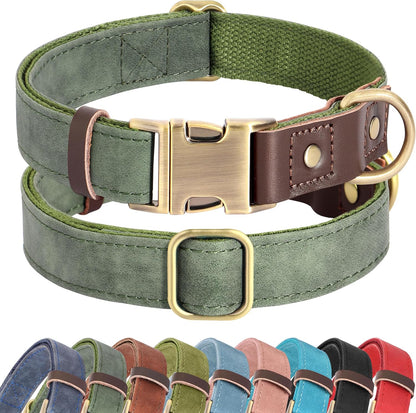 Didog PU Leather Dog Collar for Small Dogs Puppy, Soft Lining, Green S | All-Day Comfort for Daily Walks and Backyard Play, Quick Release Metal Buckle for Easy on & Off, D-Ring for Leash, Easy Clean20