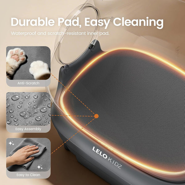 Self Cleaning Litter Box, Open Top 105L Automatic Litter Box for Multiple Cats, App Control, Safety Sensor, Anti-Pinch, Includes Mat & Liner - Gray7