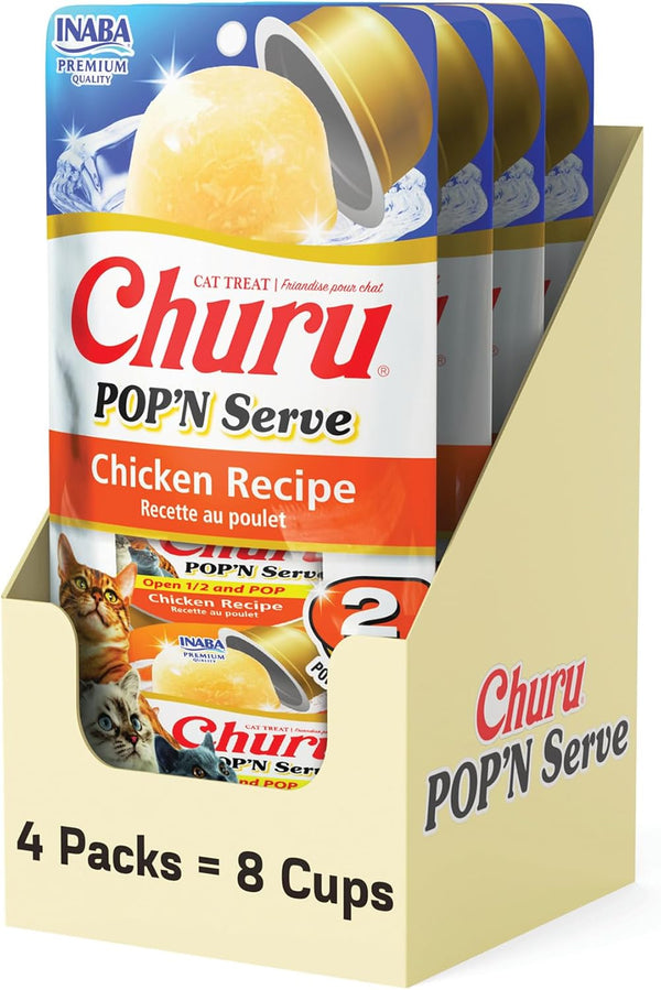 INABA Churu Pop'N Serve Lickable Cat Treats, Tuna Variety, 10Ct | Immune Support, 90% Moisture, 16 Calories, Soft Jelly, Easy-Serve Cup, Grain-Free, 10 X 1.2 Oz Cups9