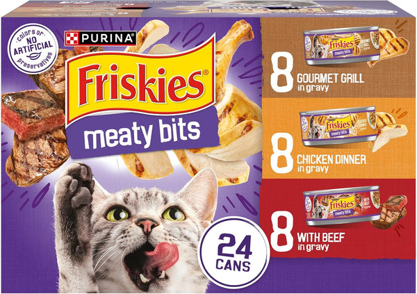 Purina Friskies Gravy Wet Cat Food Variety Pack, Meaty Bits - (Pack of 24) 5.5 Oz. Cans1