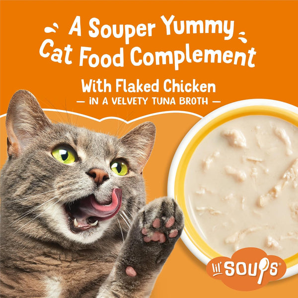 Purina Friskies Natural, Grain Free Wet Cat Food Lickable Cat Treats, Lil' Soups Flaked Chicken - (Pack of 8) 1.2 Oz. Tubs2