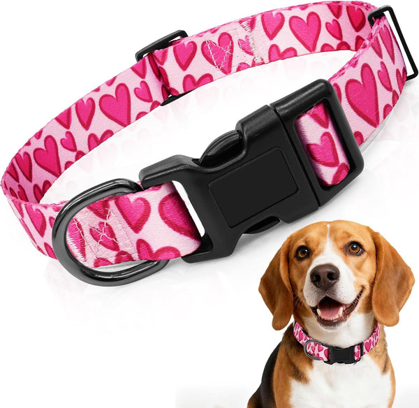 Kazazoo Dog Collar Cute and Soft Nylon Puppy Collar Girl Dogs, Adjustable Purple Dog Collars for Medium Dogs, Purple Flowers-M40