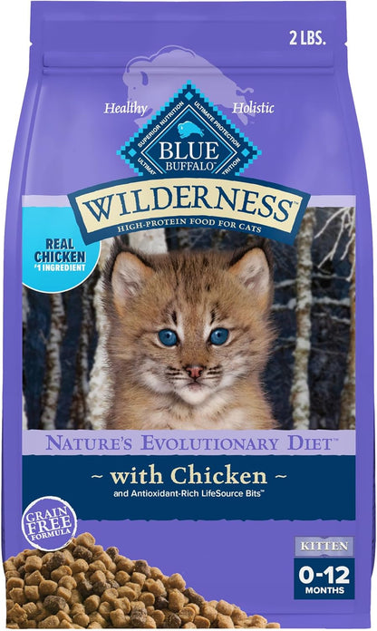 Blue Buffalo Wilderness with Chicken Natural High-Protein Grain-Free Dry Cat Food for Kittens, Real Chicken First, Antioxidant-Rich Lifesource Bits Support Immunity, DHA & ARA for Development, 5 Lbs.14
