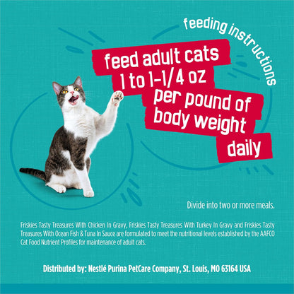 Purina Friskies Wet Cat Food Variety Pack, Tasty Treasures Prime Filets (With Ocean Fish and Tuna, with Chicken and with Turkey) - 5.5 Ounce (Pack of 12)9