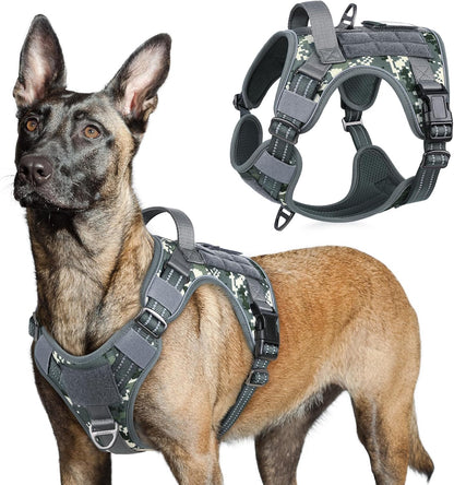 Rabbitgoo Tactical Dog Harness for Large, No Pull Military Service Vest | Molle & Handle, Heavy Duty, Adjustable, Reflective Straps, Easy Control for Training Walking, Black, Large19