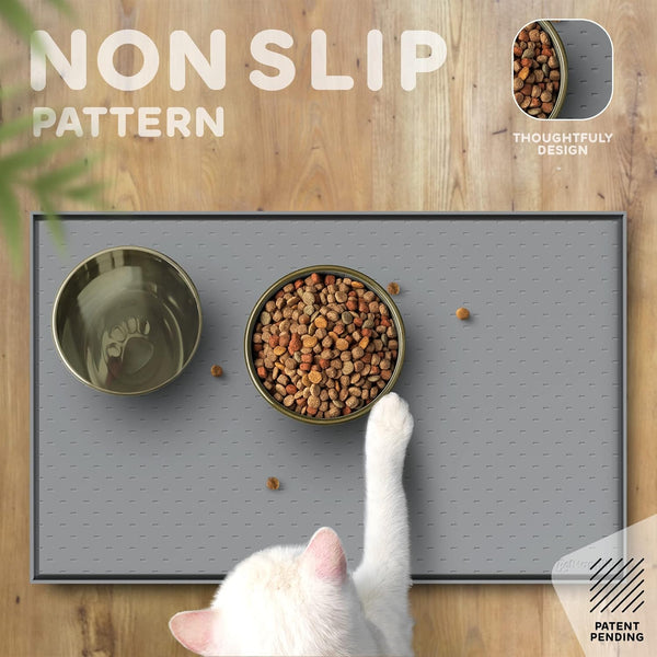 Dog Food Mat - Raised Edges Dogs Mat for Food and Water Prevent Spill, Waterproof Cat Food Mats Protect Floors, Easy Clean Dog Bowl Mats for Food and Water, Silicone Pet Feeding Placemats4