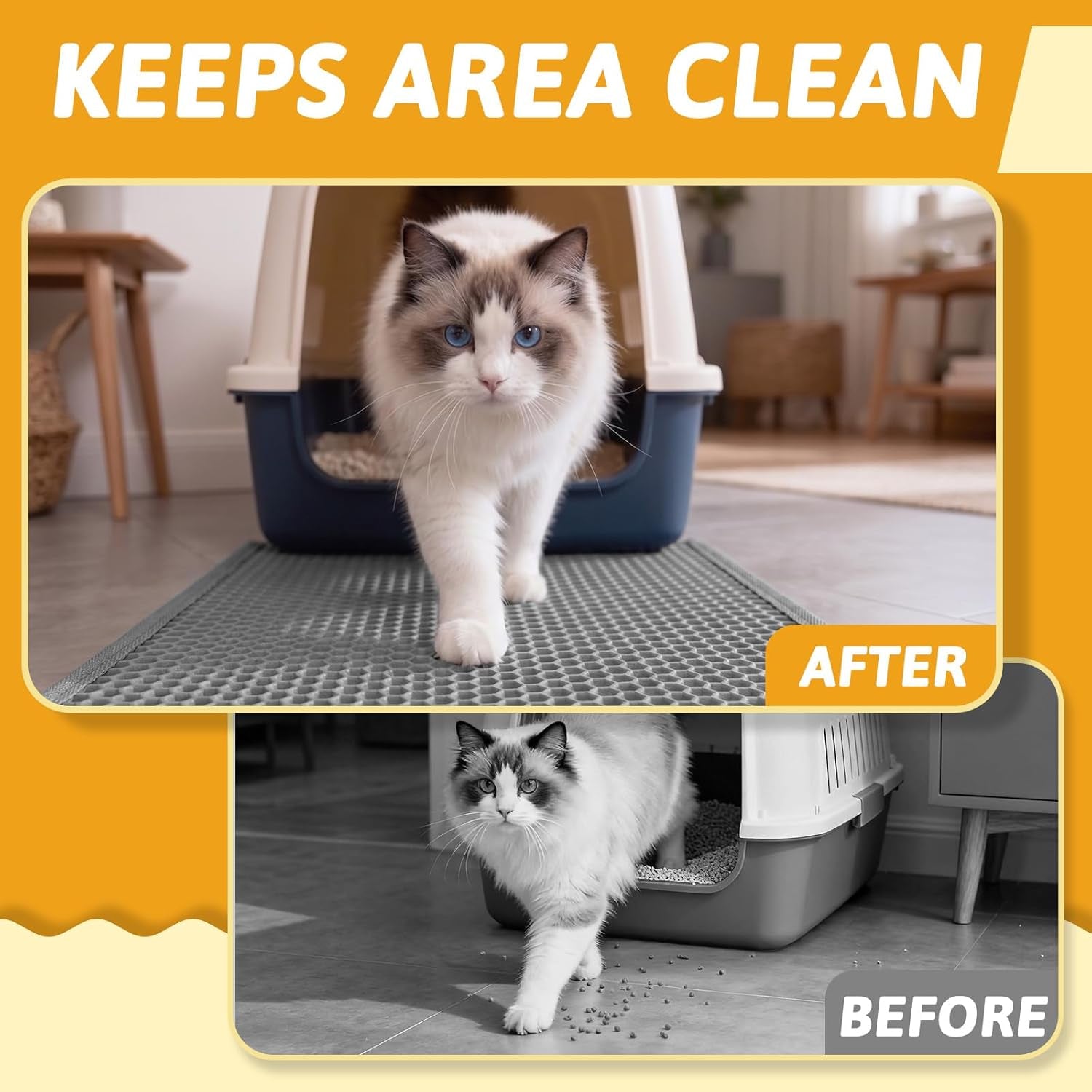 pieviev-cat-litter-mat-double-layer-waterproof-urine-proof-trapping-mat-1-pack-gray-24x15-inch-pack-of-1-honeycomb-design-catches-scattered-particles-to-stop-tracking-urineproof-base-protects-floors-easy-to-clean