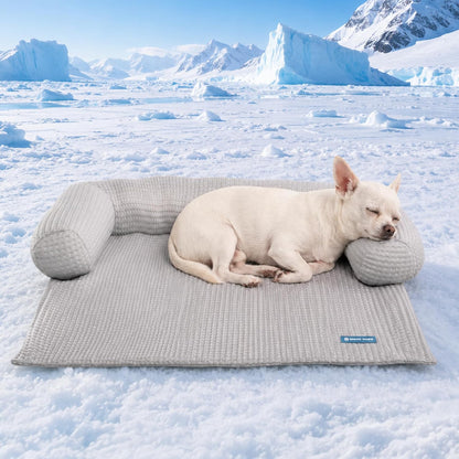 Spark Paws Cooling Couch Cover Dog Bed, Furniture Protector Mat, Non-Toxic Washable Pet Cooling Pad for Large & Small Dog - Hearts Blue - Size M28