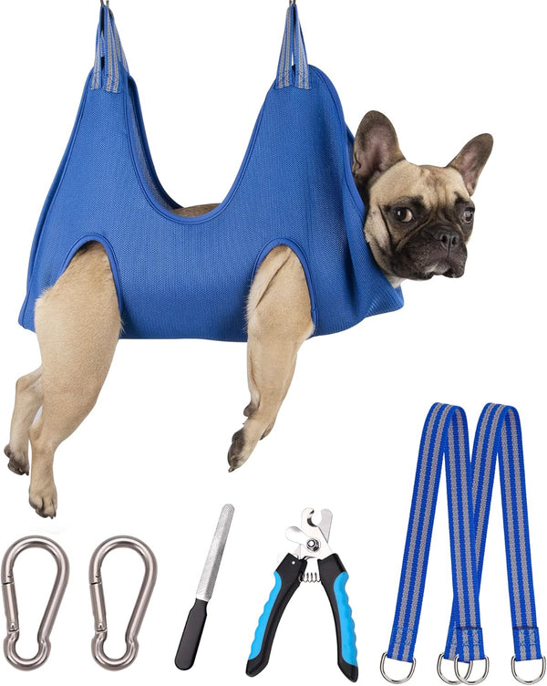 Kkiimatt 10 in 1 Pet Grooming Hammock Harness with Nail Clippers/Trimmer, Nail File, Dog Hammock/Grooming Sling for Nail Trimming/Clipping1