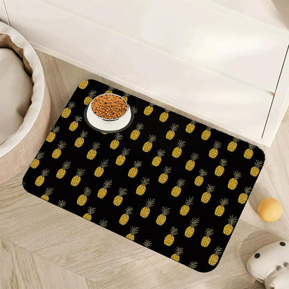 Marble Dog Cat Food Mat,Blue Teal Turquoise Gold Absorbent Pet Feeding Mat with Rubber Backing,Non-Slip Water Bowl Placemat,Indoor Pet Accessories Supplies 12"X20"20