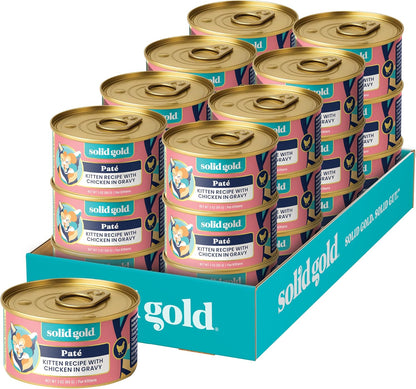 Solid Gold Wet Cat Food Pate for Indoor Cats - Healthy Canned Cat Food Pate W/Real Chicken, Omega Fatty Acids, Vitamins & Minerals - Grain Free & Gluten Free Can Meals for Cats & Kittens - 24Ct/3Oz15