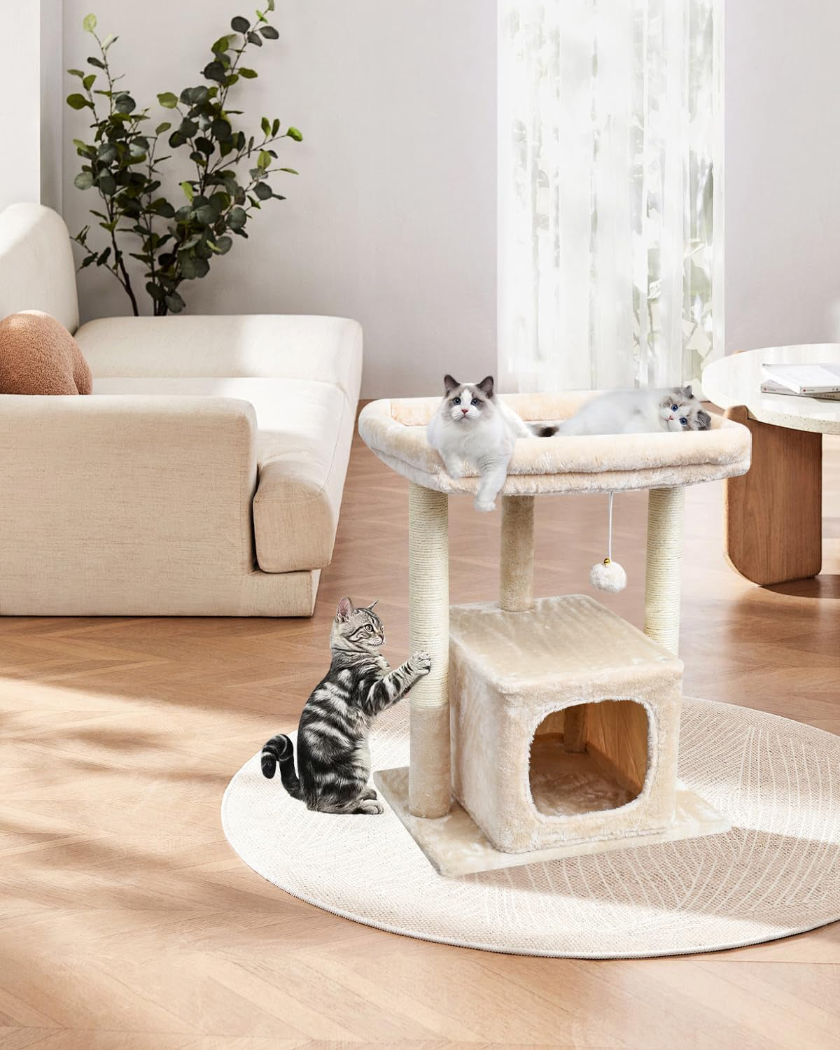 syandlvy-27-cat-tree-for-indoor-cats-activity-tower-with-scratching-posts-modern-kitten-condo-with-plush-perch-hanging-ball-for-play-beige