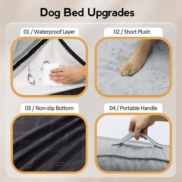 MEKIY Orthopedic Waterproof Dog Bed with Sides for Extra Large Sizes Dogs | Egg Crate Foam, Waterproof Liner, Anti-Slip Bottom, Space-Saving, Perfect for Corners and Sofa Edges, 40 X 40 Inch5