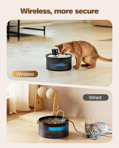 Wireless Cat Water Fountain Cordless: 108Oz Battery Operated Cat Fountain | 3.2L Automatic Pet Water Dispenser Rechargeable Drinking Fountains for Cats Indoor with Motion Sensor Multiple Cats and Dogs2