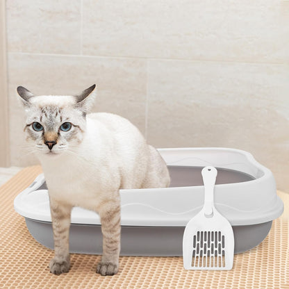 ARTIBETTER Semi-Enclosed Cat Litter Box with Scoop, Small Gray Kitten Litter Pan, Splash-Resistant Open Design, Pet Toilet for Cats and Kittens, Suitable for Indoor Housebreaking5