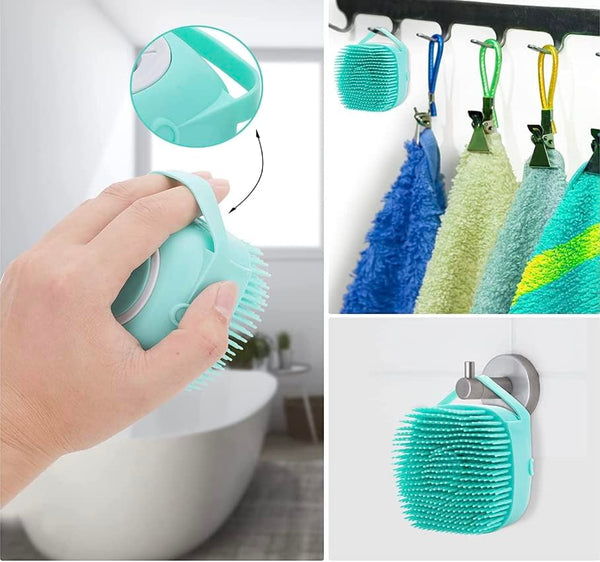 Pet Bath Massage Brush Puppy Dog Cat Grooming Cleaning Soft (Blue)6