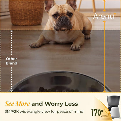 ARENTI Automatic Cat Feeder and Water Dispenser with Camera, 2K Adjustable View & Invisible Privacy Mode, 4.5L Cat Food Dispenser Fountain Combo, 5G/2.4G Wifi, 2-Way Audio, AI Alerts, Battery Backup4