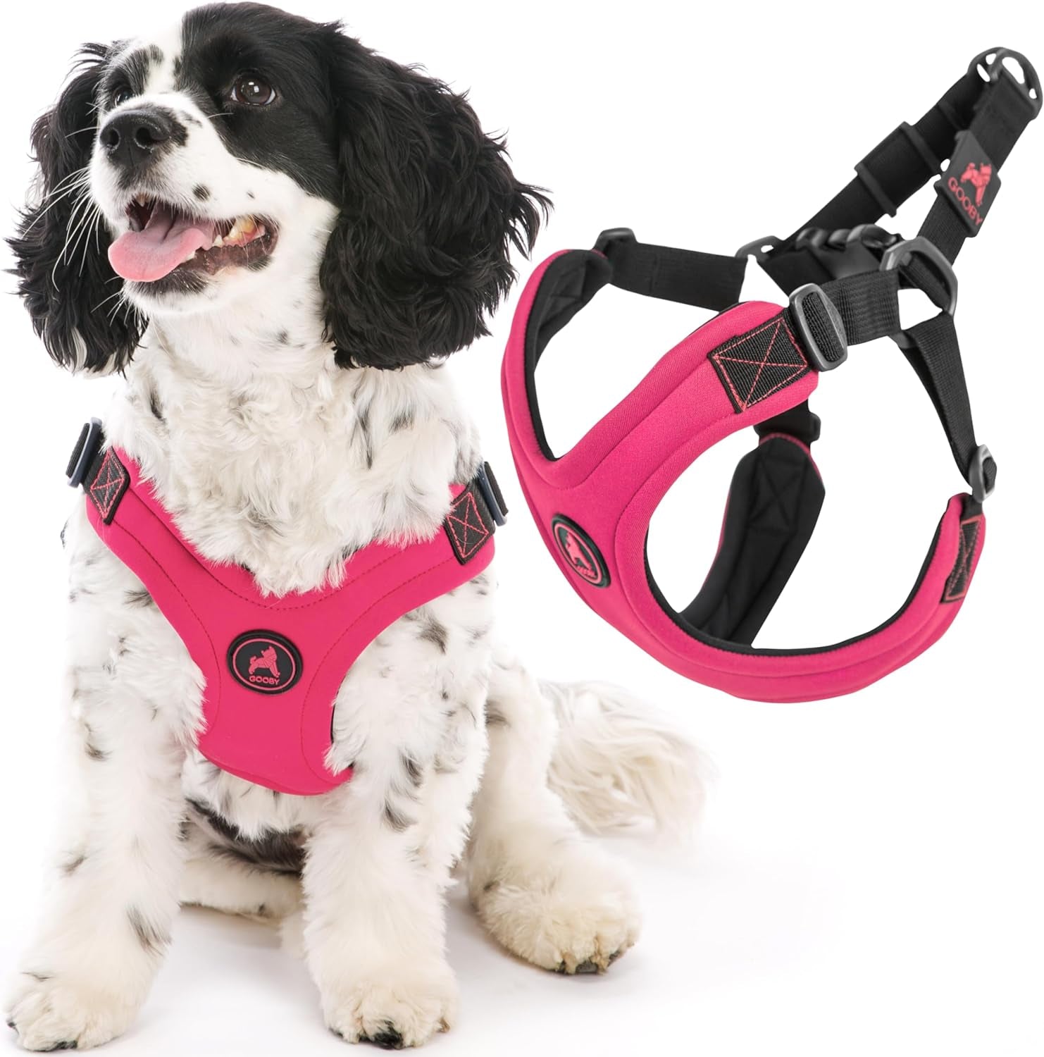 gooby-escape-free-sport-harness-red-medium-no-choke-step-in-patented-neoprene-small-dog-harness-with-four-point-adjustment-perfect-on-the-go-dog-harness-for-medium-dogs-no-pull-and-small-dogs
