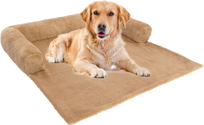 Orthopedic Dog Bed Mat for Large Dogs, Washable Sofa Protector Pet Bed with 3-Sided Bolster, Shredded Memory Foam & Plush Support, Non-Slip Bottom for Medium & Small Dogs (Grey)10