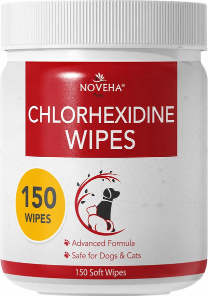 NOVEHA Pet Wipes - Formulated Pet Wipes - for Facial and Finger Folds, Underarms - 3" X 2" Size (150 Counts)1