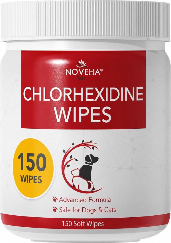 NOVEHA Pet Wipes - Formulated Pet Wipes - for Facial and Finger Folds, Underarms - 3" X 2" Size (150 Counts)1