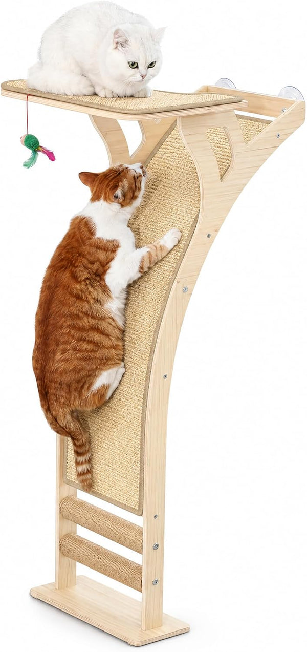 Cat Scratching Post with Large Window Perch, 47-Inch Tall Sisal Cat Tree | Glass Suction-Cup Mounting; for Large Cat & Maine Coons; Thick Square Sisal Post; Ultra-Soft Bolstered Bed; Hold up to 45 Lbs8