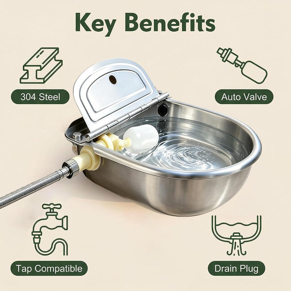 Automatic Dog Water Dispenser - Auto Filling Water Bowl for Dogs, Cats, Chickens and Livestock - Indoor Outdoor Pet Waterer Feeder with Float Valve6
